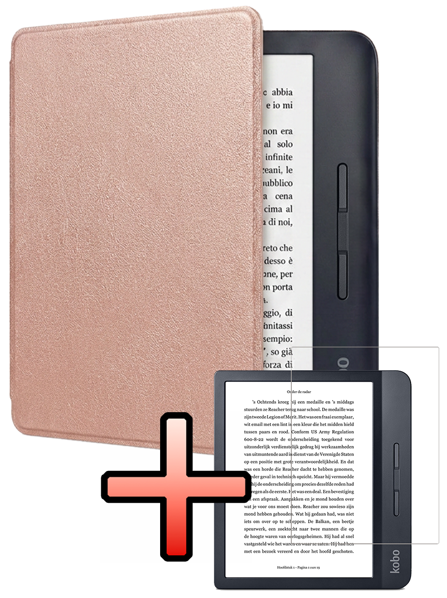 NoXx NoXx Kobo Libra H2O Hoesje Met Screenprotector - Rose Goud