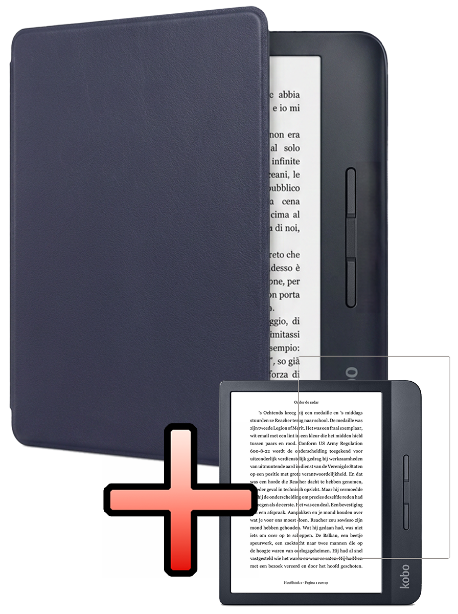 NoXx NoXx Kobo Libra H2O Hoesje Met Screenprotector - Donkerblauw