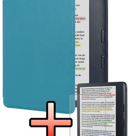 NoXx NoXx Kobo Libra Colour Hoesje Met Screenprotector - Turquoise