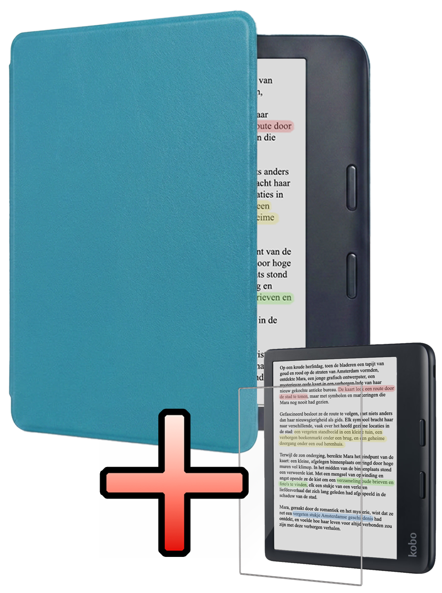 NoXx NoXx Kobo Libra Colour Hoesje Met Screenprotector - Turquoise