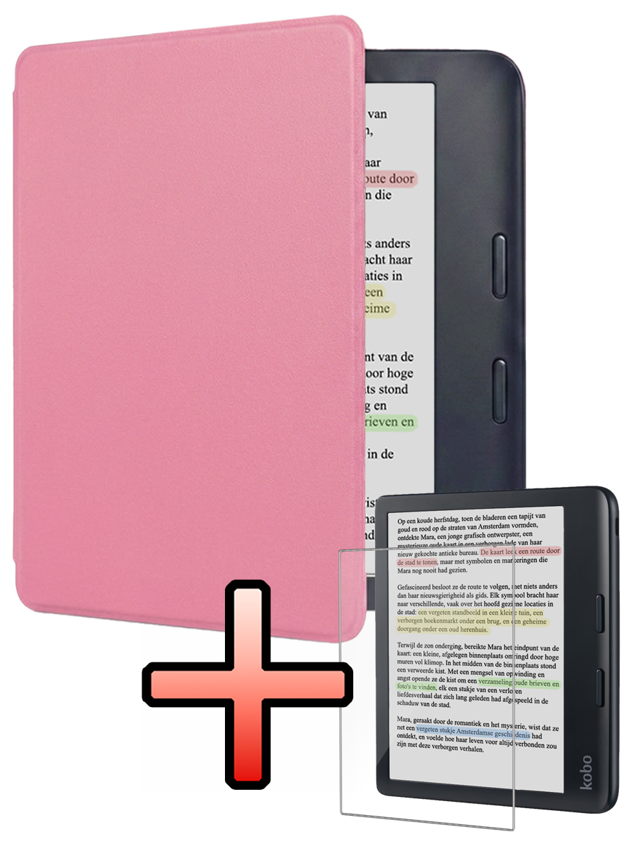 NoXx NoXx Kobo Libra Colour Hoesje Met Screenprotector - Roze