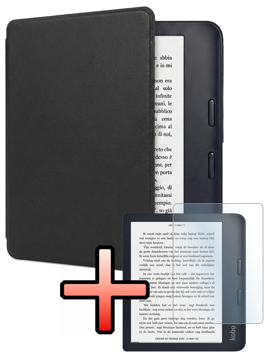 NoXx NoXx Kobo Libra 2 Hoesje Met Screenprotector - Zwart