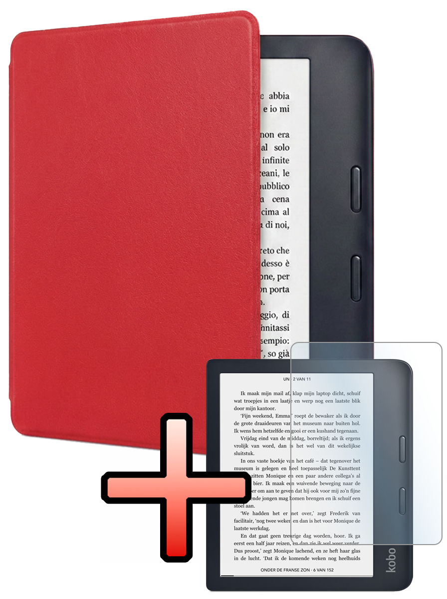 NoXx NoXx Kobo Libra 2 Hoesje Met Screenprotector - Rood