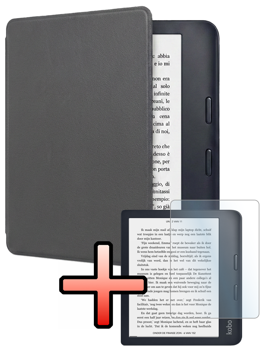 NoXx NoXx Kobo Libra 2 Hoesje Met Screenprotector - Grijs