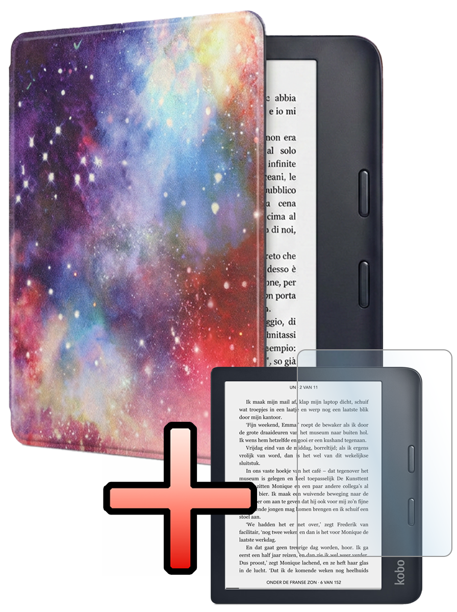 NoXx NoXx Kobo Libra 2 Hoesje Met Screenprotector - Galaxy