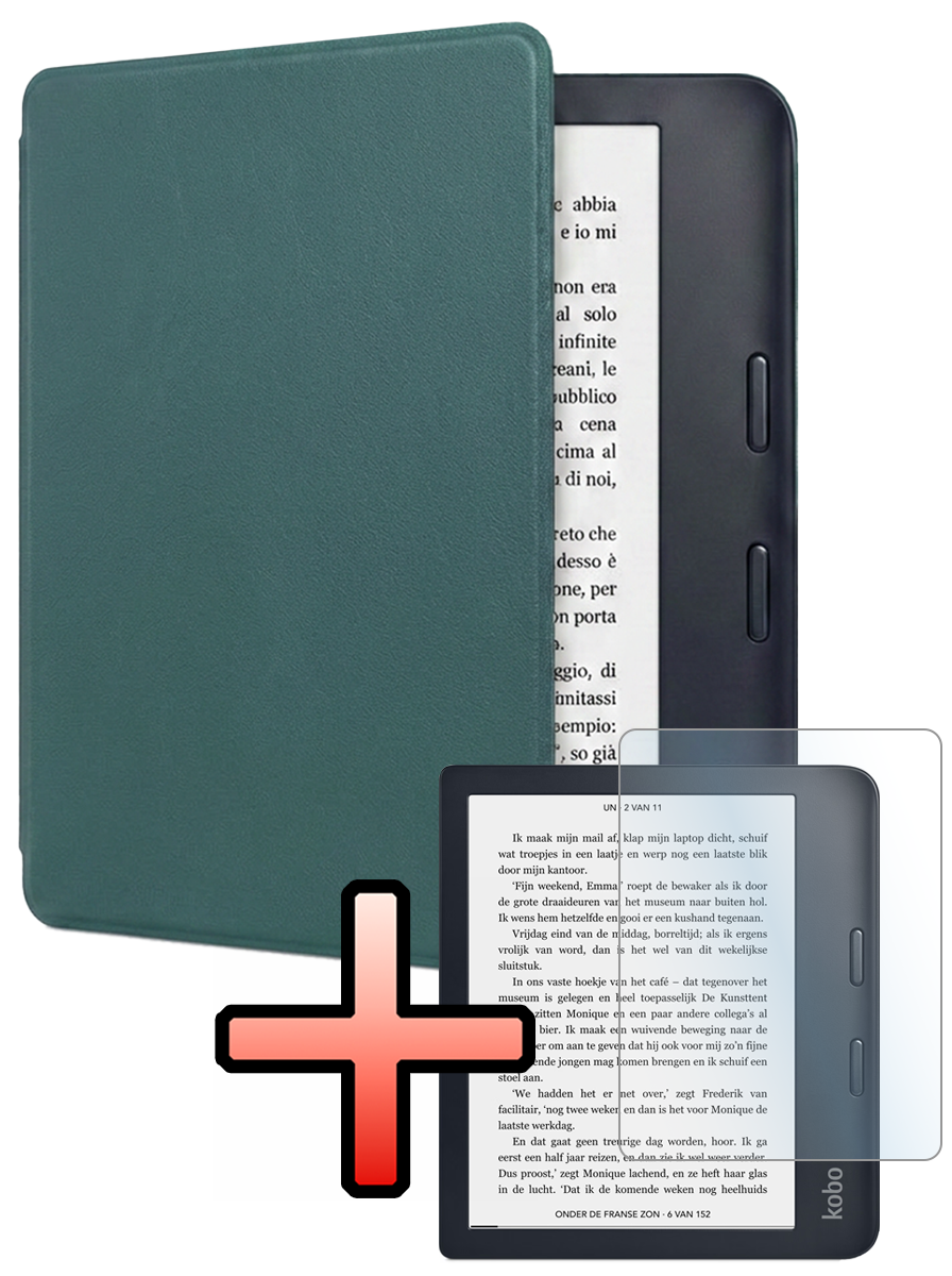 NoXx NoXx Kobo Libra 2 Hoesje Met Screenprotector - Donkergroen