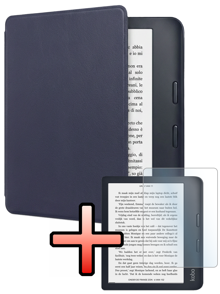 NoXx NoXx Kobo Libra 2 Hoesje Met Screenprotector - Donkerblauw