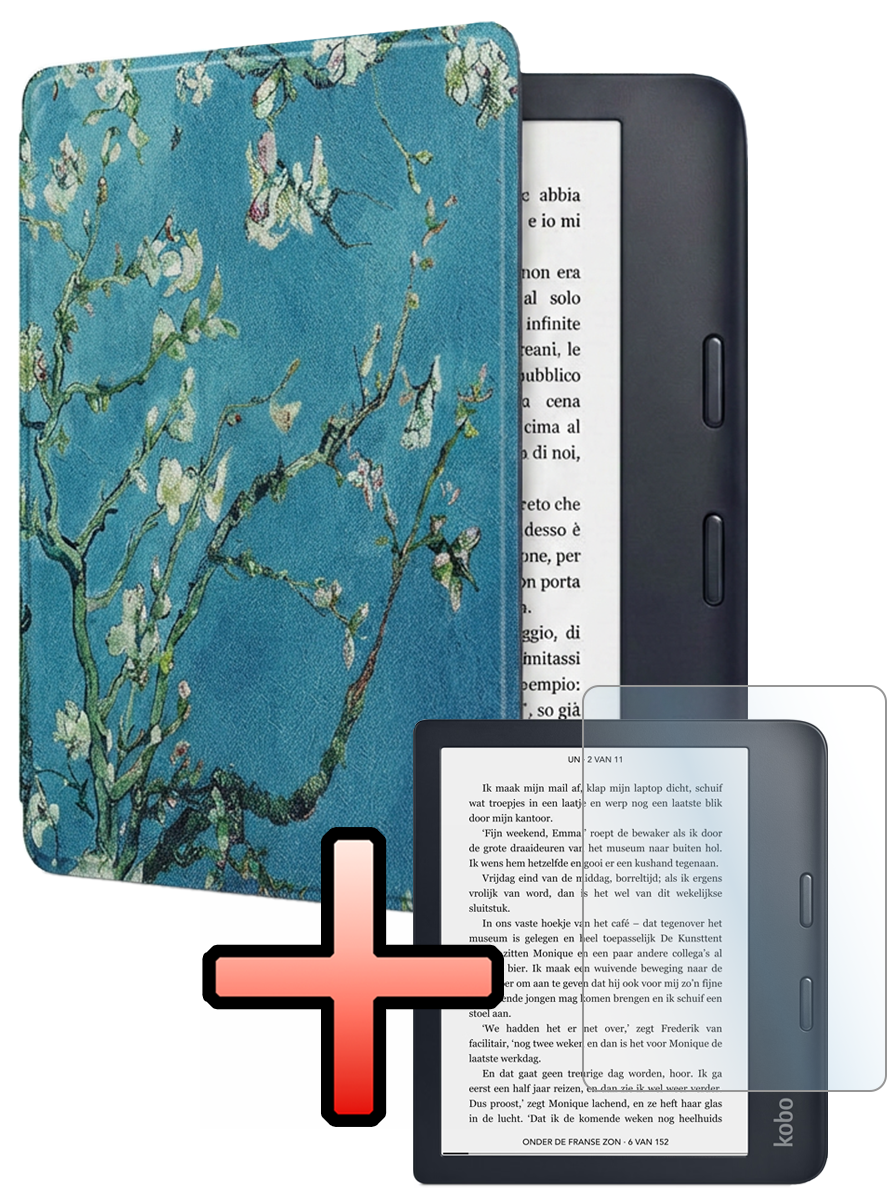 NoXx NoXx Kobo Libra 2 Hoesje Met Screenprotector - Bloesem