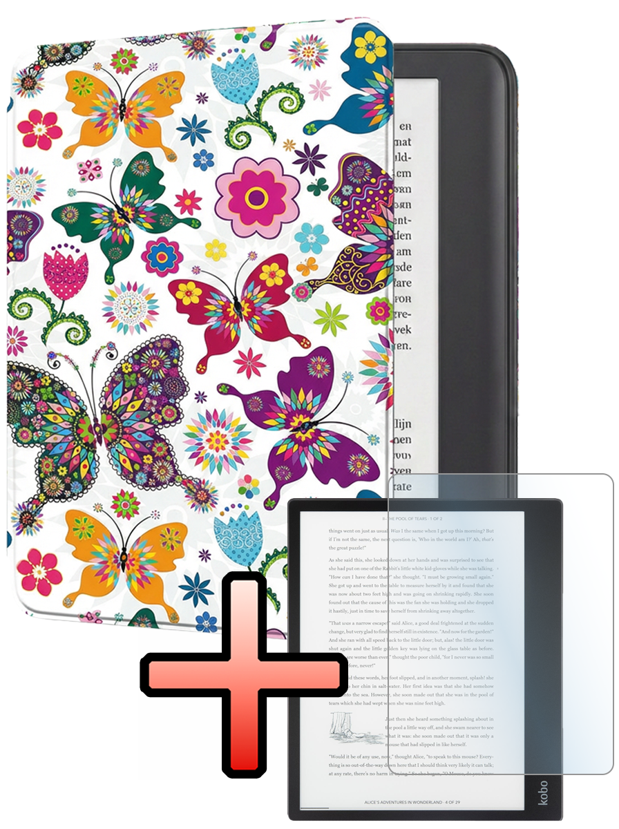 NoXx NoXx Kobo Elipsa 2E Hoesje Met Screenprotector - Vlinders