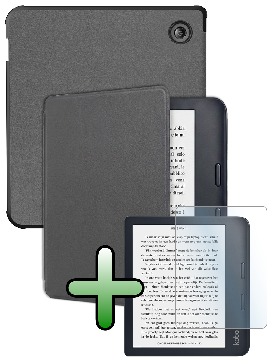 BASEY. BASEY. Kobo Sage Hoesje Met Screenprotector - Grijs