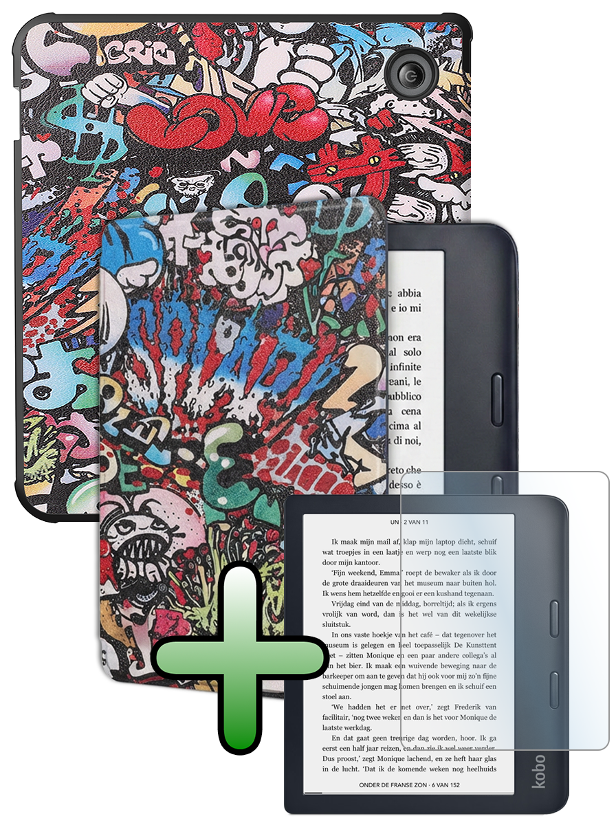 BASEY. BASEY. Kobo Sage Hoesje Met Screenprotector - Graffity