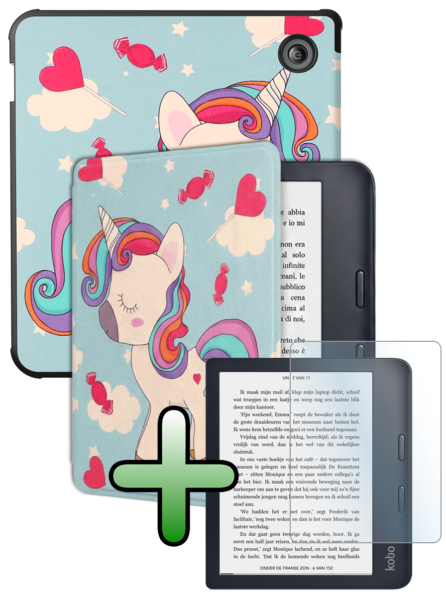 BASEY. BASEY. Kobo Sage Hoesje Met Screenprotector - Eenhoorn