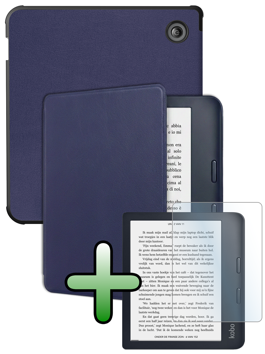 BASEY. BASEY. Kobo Sage Hoesje Met Screenprotector - Donkerblauw