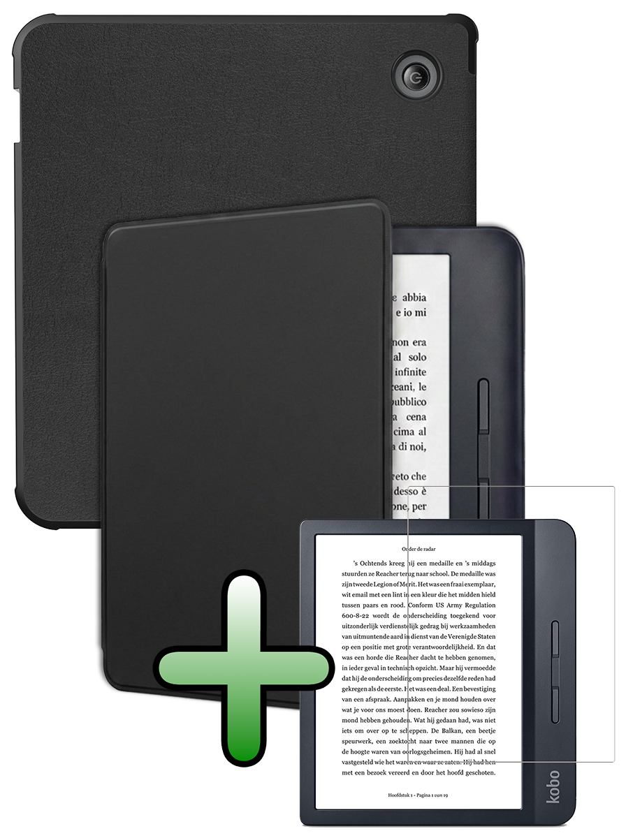 BASEY. BASEY. Kobo Libra H2O Hoesje Met Screenprotector - Zwart