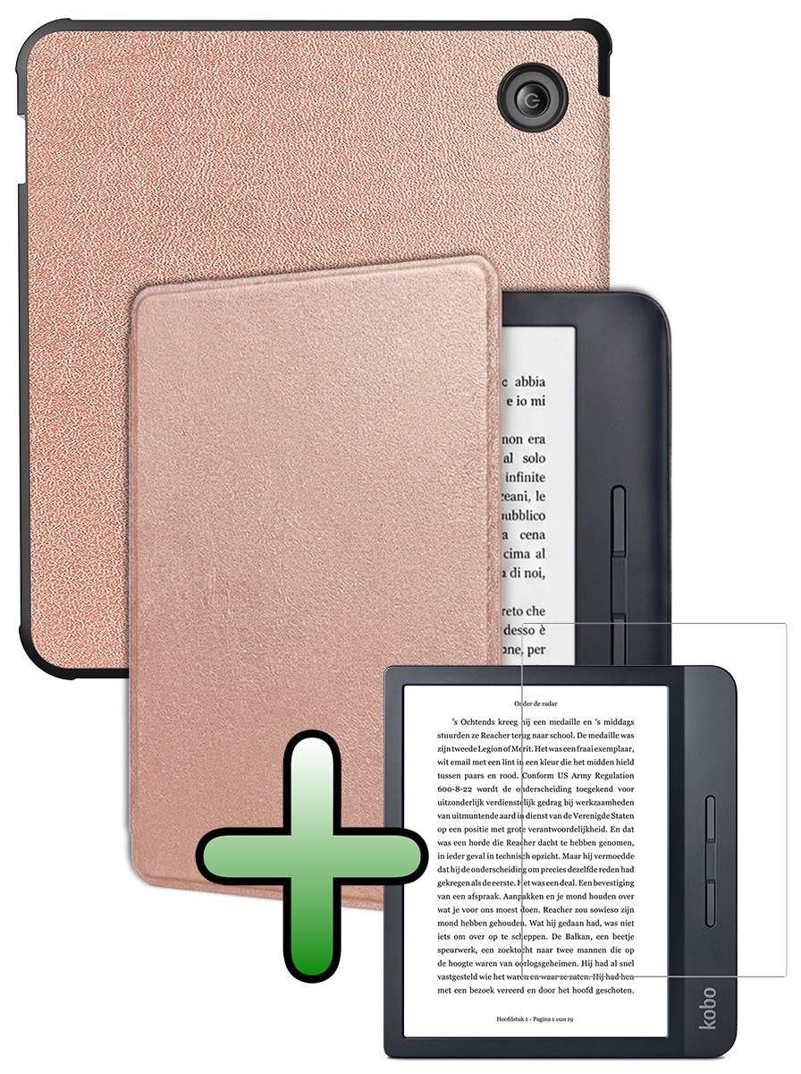 BASEY. BASEY. Kobo Libra H2O Hoesje Met Screenprotector - Rose Goud