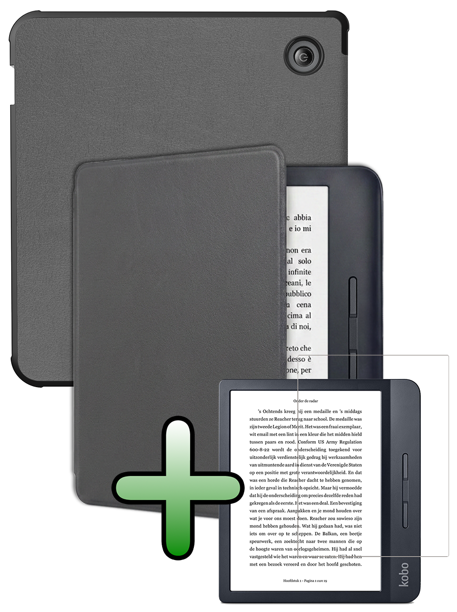 BASEY. BASEY. Kobo Libra H2O Hoesje Met Screenprotector - Grijs