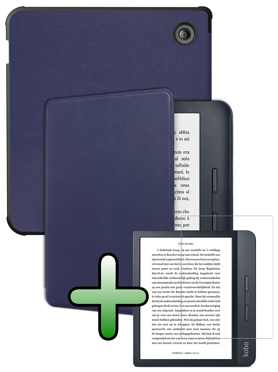 BASEY. BASEY. Kobo Libra H2O Hoesje Met Screenprotector - Donkerblauw