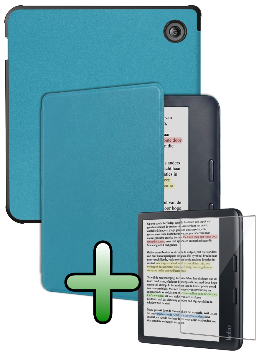 BASEY. BASEY. Kobo Libra Colour Hoesje Met Screenprotector - Turquoise