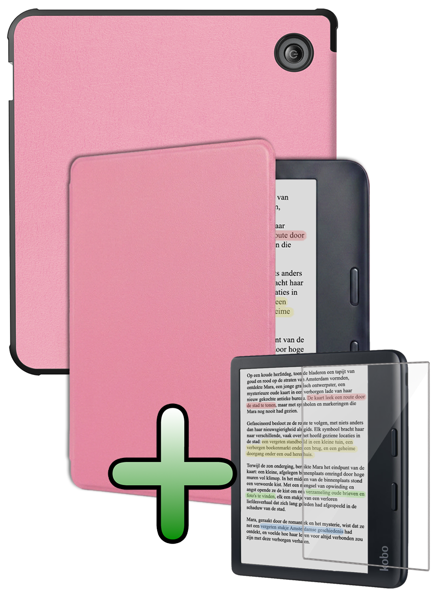 BASEY. BASEY. Kobo Libra Colour Hoesje Met Screenprotector - Roze