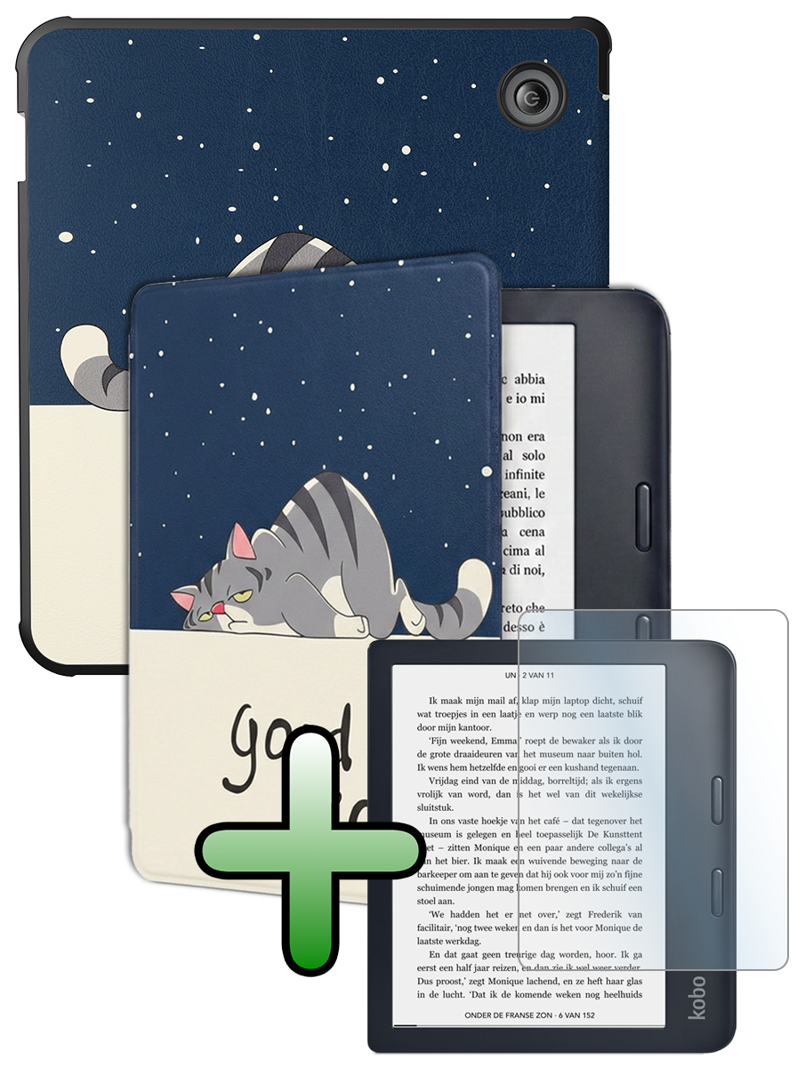 BASEY. BASEY. Kobo Libra 2 Hoesje Met Screenprotector - Kat