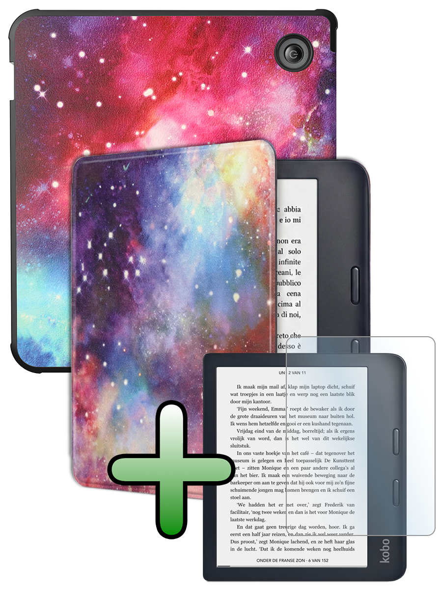 BASEY. BASEY. Kobo Libra 2 Hoesje Met Screenprotector - Galaxy