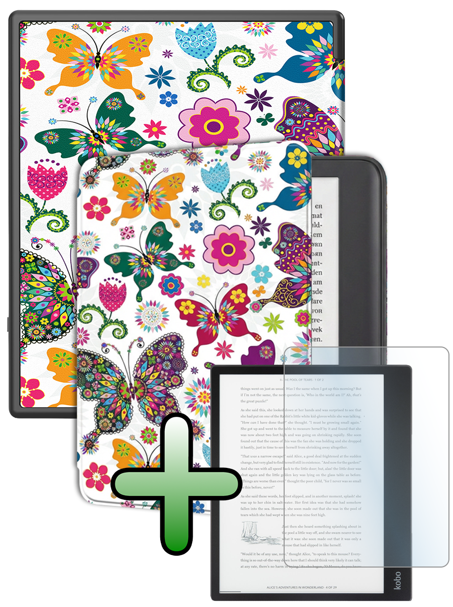 BASEY. BASEY. Kobo Elipsa 2E Hoesje Met Screenprotector - Vlinders