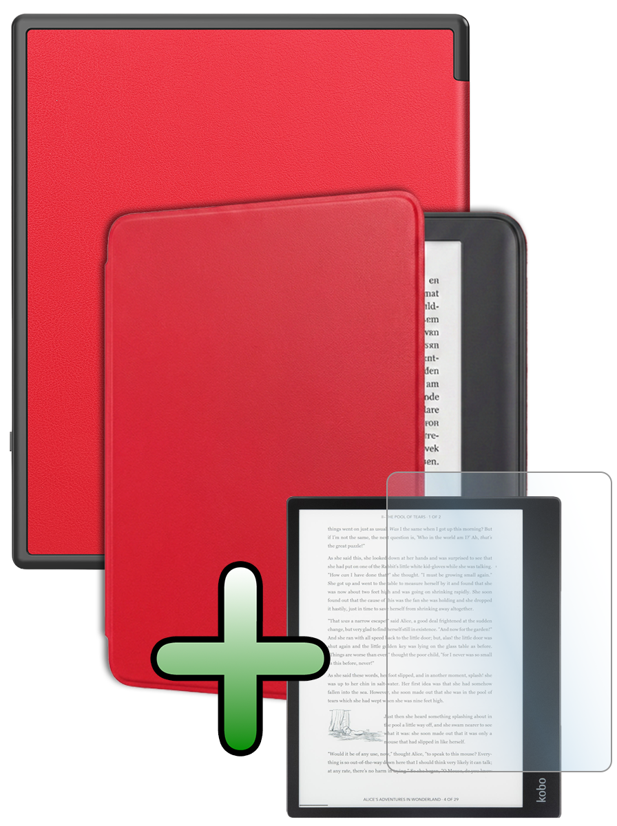 BASEY. BASEY. Kobo Elipsa 2E Hoesje Met Screenprotector - Rood