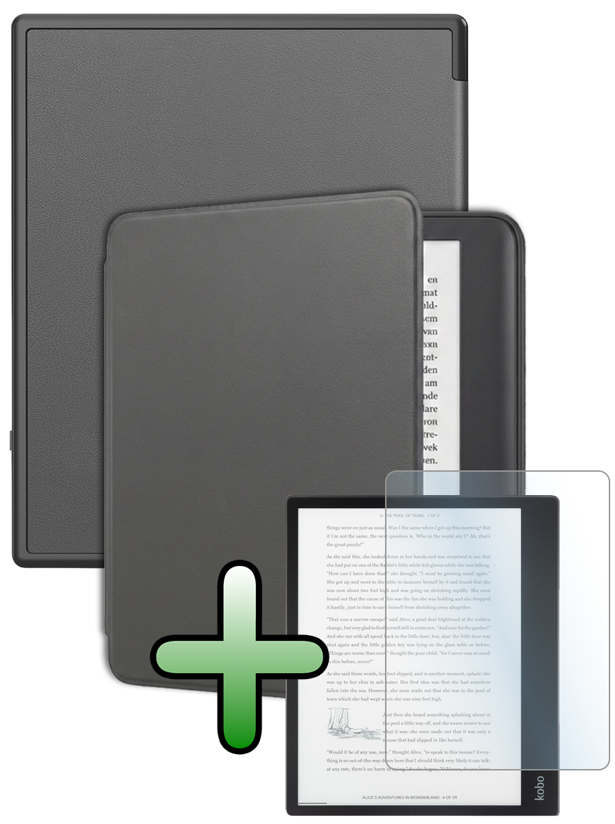 BASEY. BASEY. Kobo Elipsa 2E Hoesje Met Screenprotector - Grijs