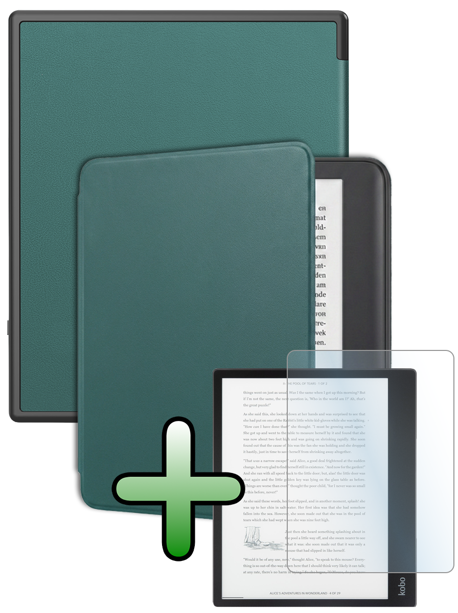 BASEY. BASEY. Kobo Elipsa 2E Hoesje Met Screenprotector - Donkergroen