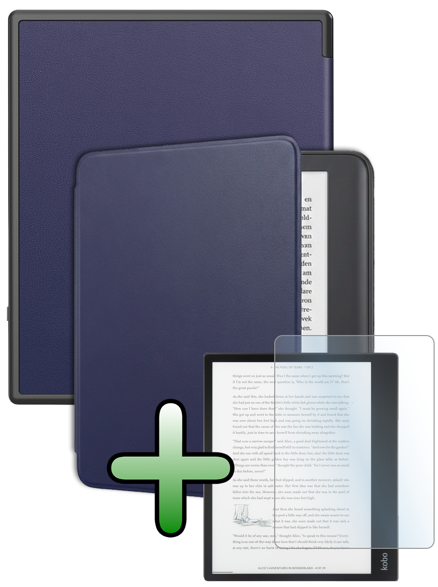BASEY. BASEY. Kobo Elipsa 2E Hoesje Met Screenprotector - Donkerblauw