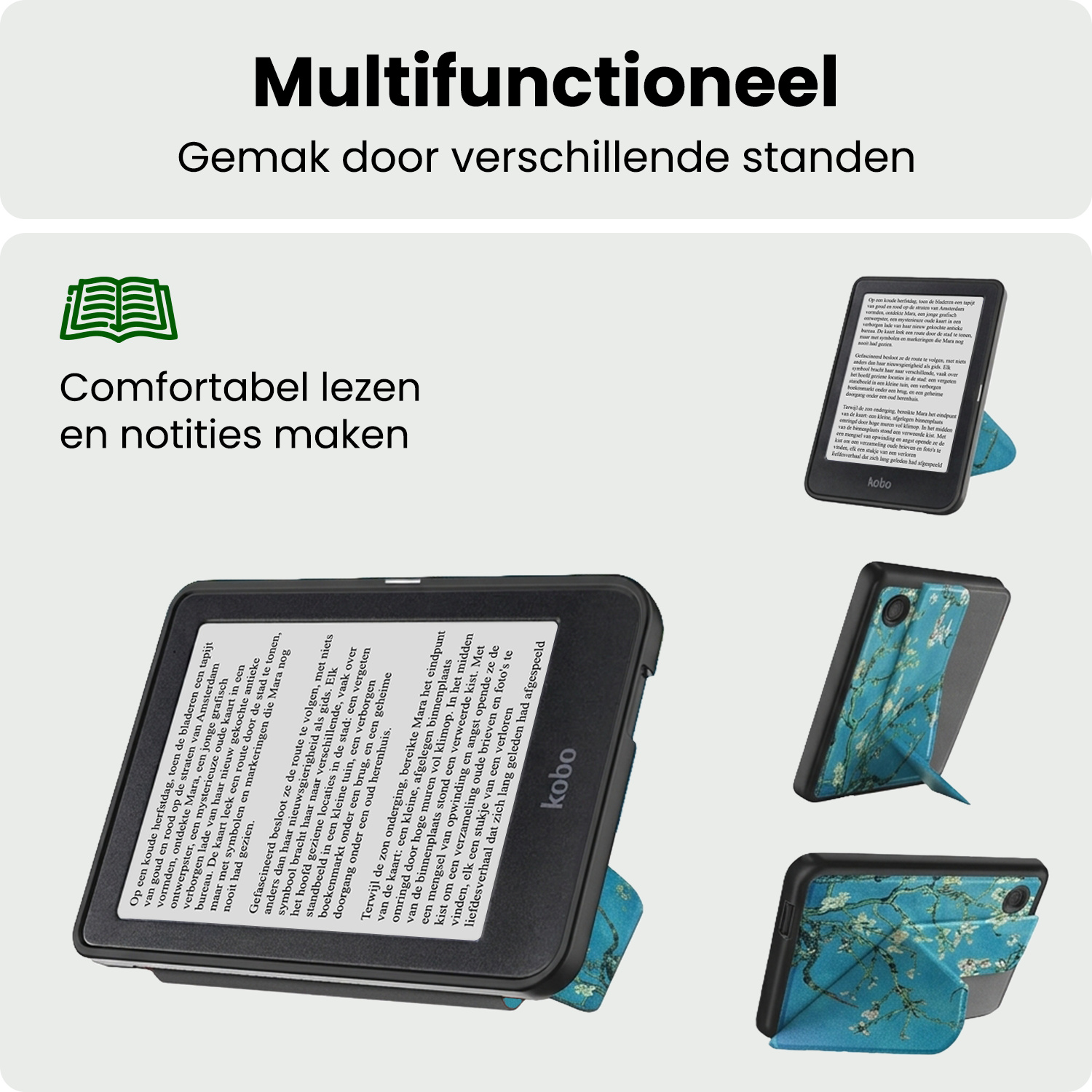 BASEY. BASEY. Kobo Clara 2E Hoesje Trifold Met Screenprotector - Bloesem
