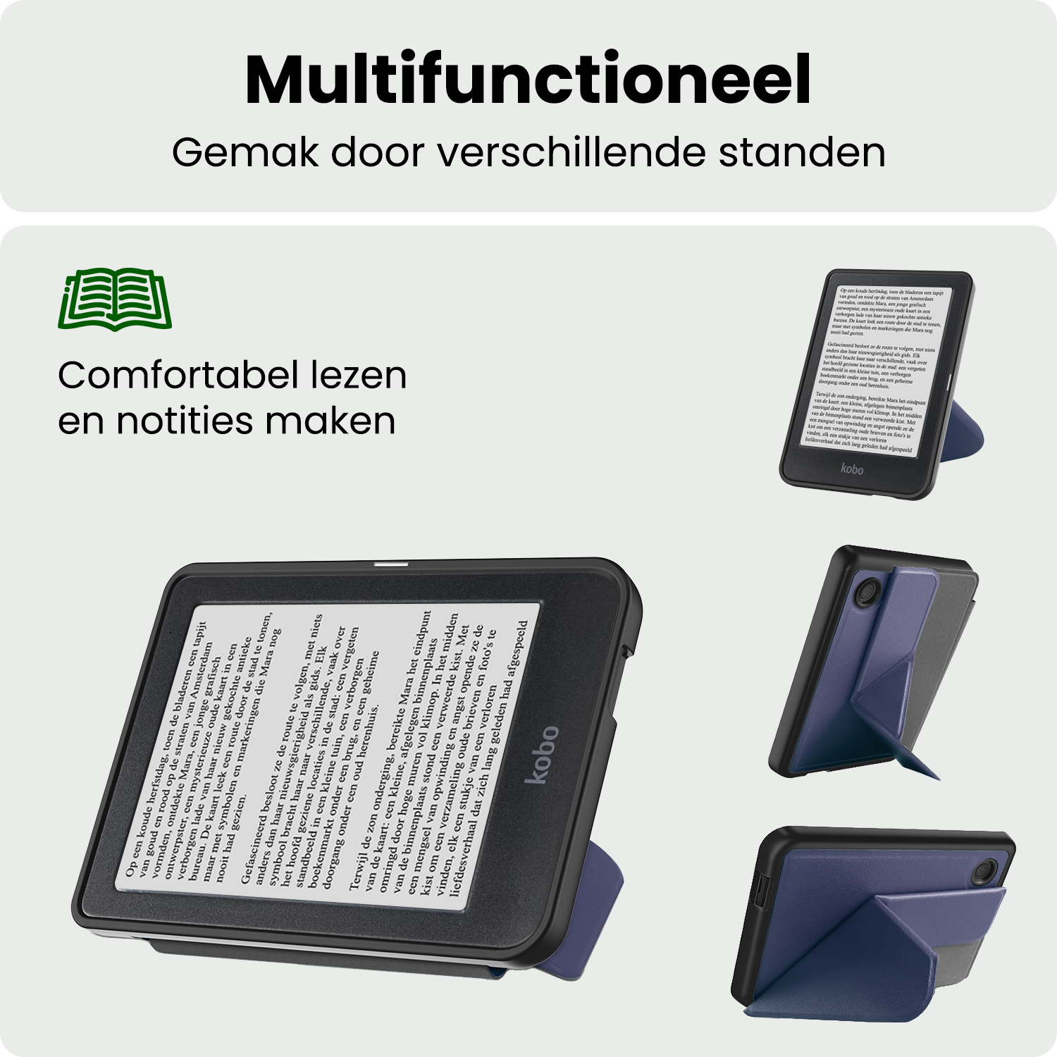 BASEY. BASEY. Kobo Clara 2E Hoesje Trifold Met Screenprotector - Donkerblauw