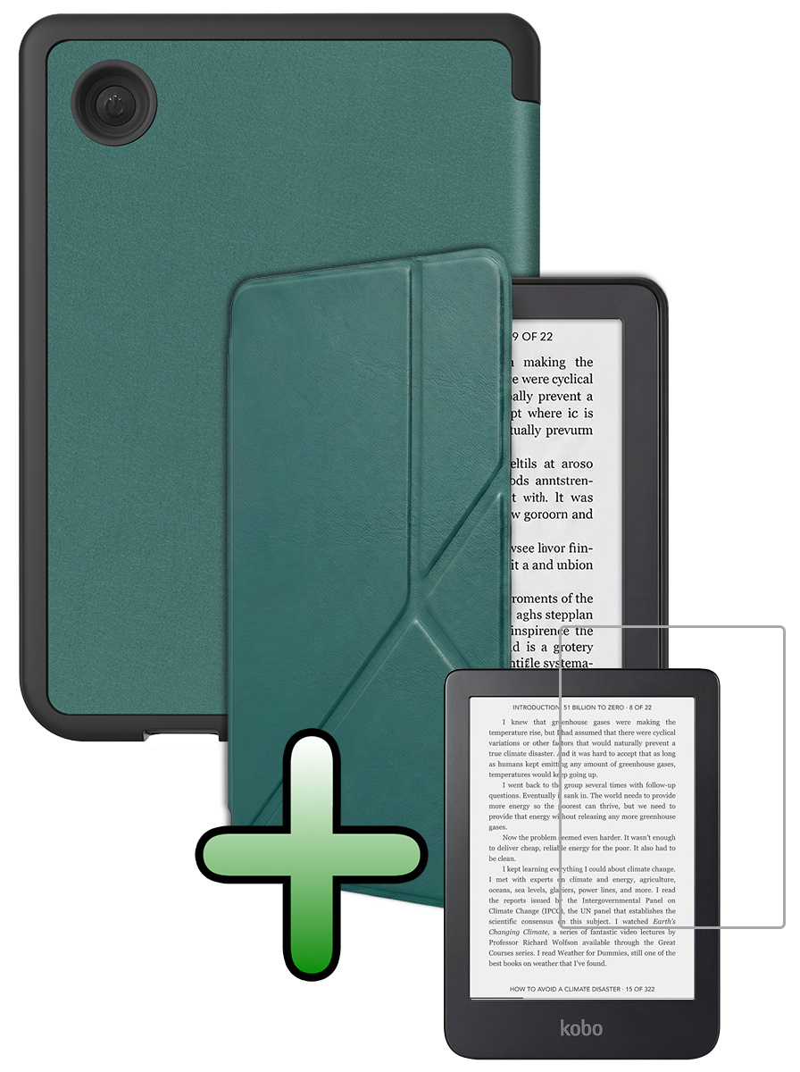 BASEY. BASEY. Kobo Clara 2E Hoesje Trifold Met Screenprotector - Donkergroen