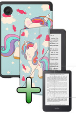 BASEY. BASEY. Kobo Clara 2E Hoesje Trifold Met Screenprotector - Eenhoorn
