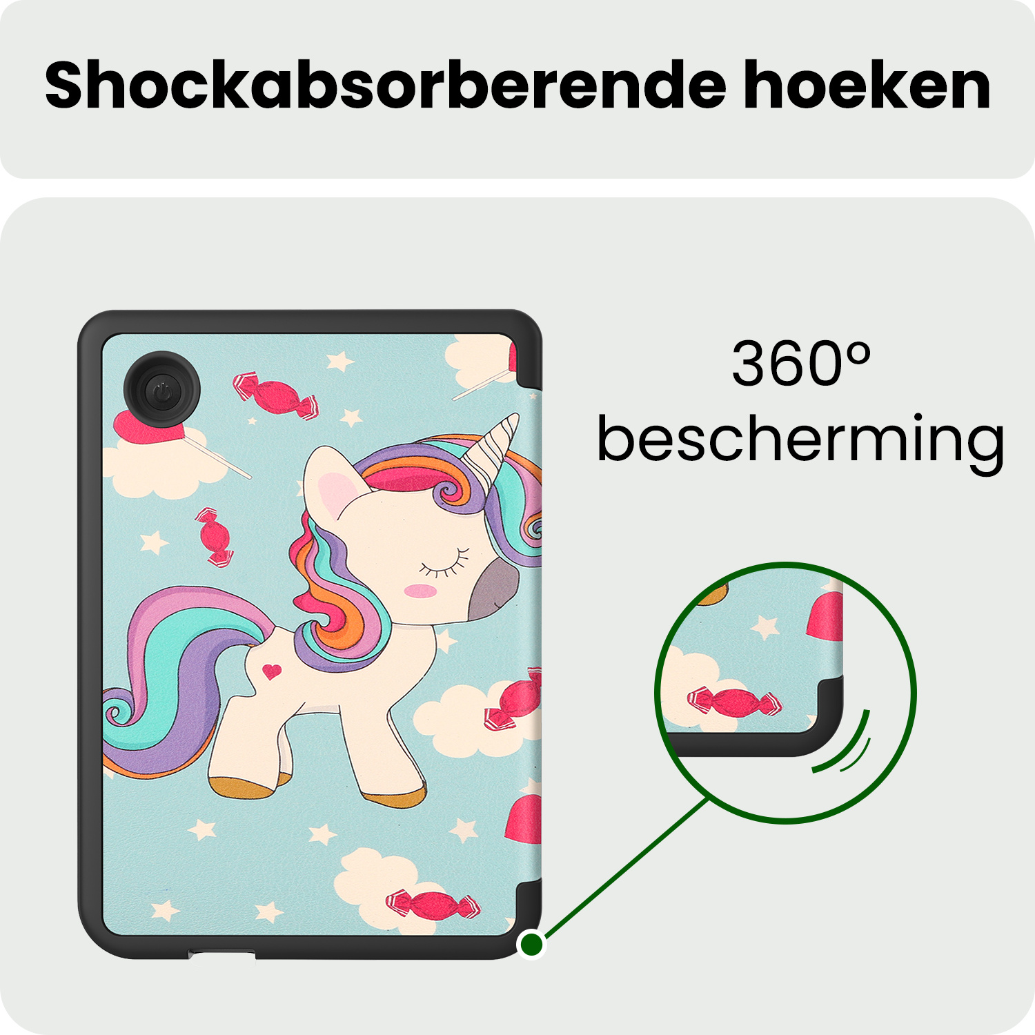 BASEY. BASEY. Kobo Clara 2E Hoesje Trifold Met Screenprotector - Eenhoorn