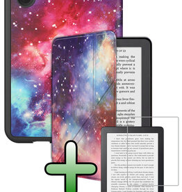 BASEY. BASEY. Kobo Clara 2E Hoesje Trifold Met Screenprotector - Galaxy