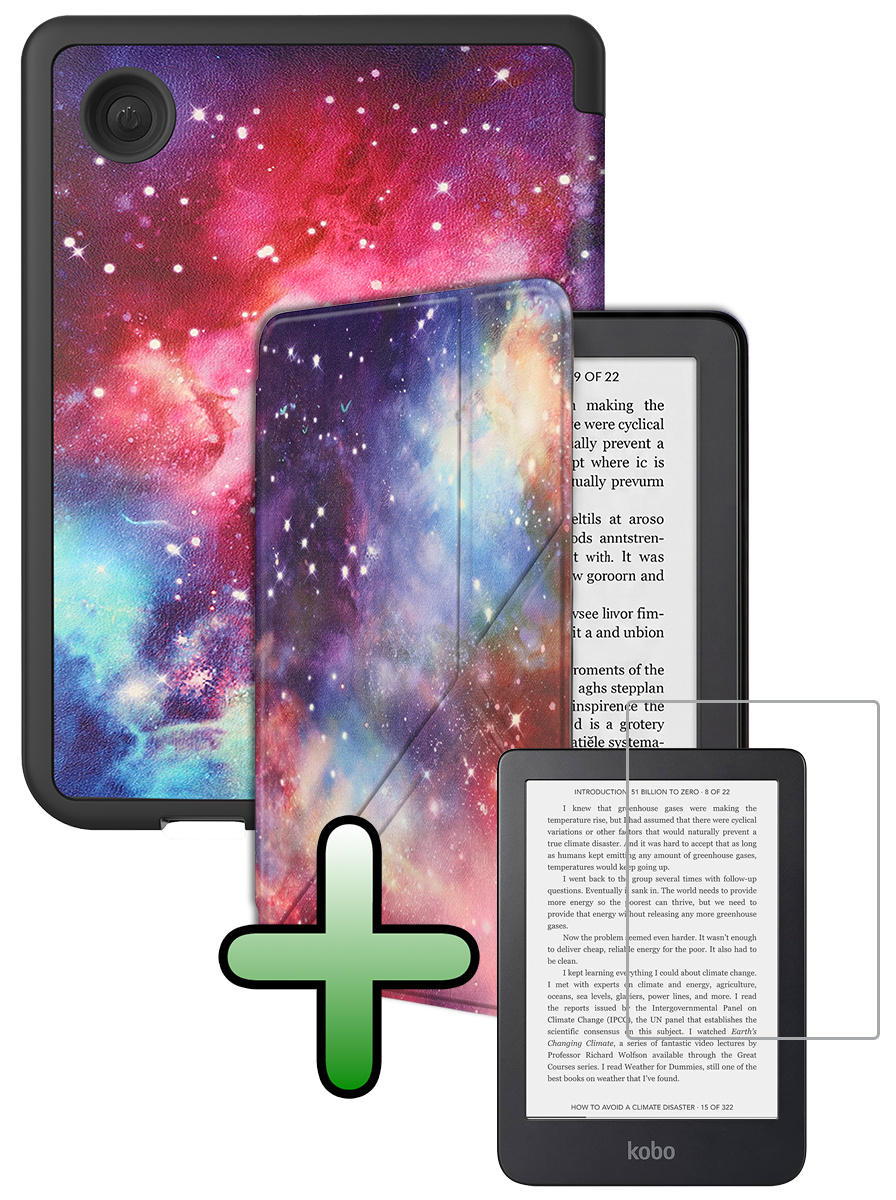 BASEY. BASEY. Kobo Clara 2E Hoesje Trifold Met Screenprotector - Galaxy
