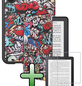 BASEY. BASEY. Kobo Clara 2E Hoesje Trifold Met Screenprotector - Graffity