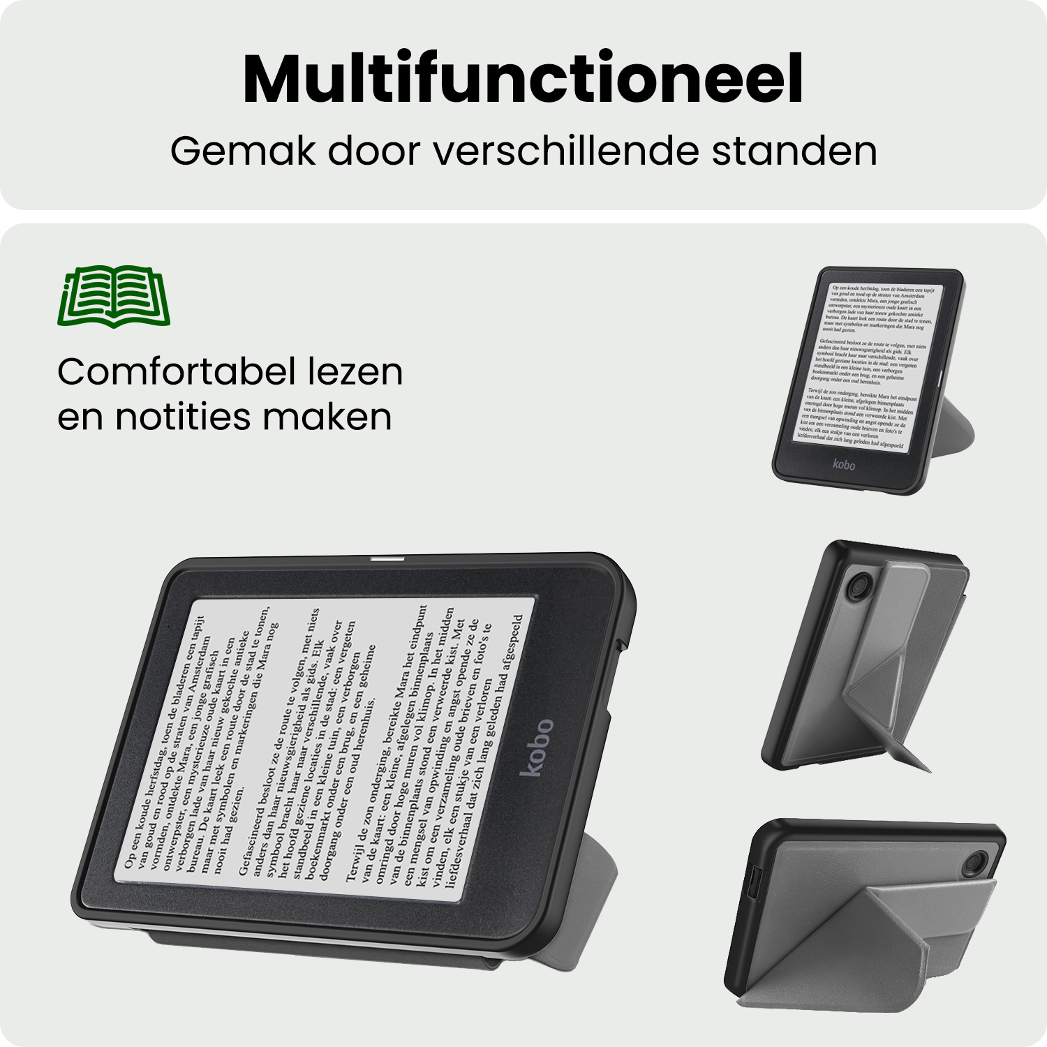 BASEY. BASEY. Kobo Clara 2E Hoesje Trifold Met Screenprotector - Grijs
