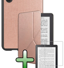 BASEY. BASEY. Kobo Clara 2E Hoesje Trifold Met Screenprotector - Rose Goud