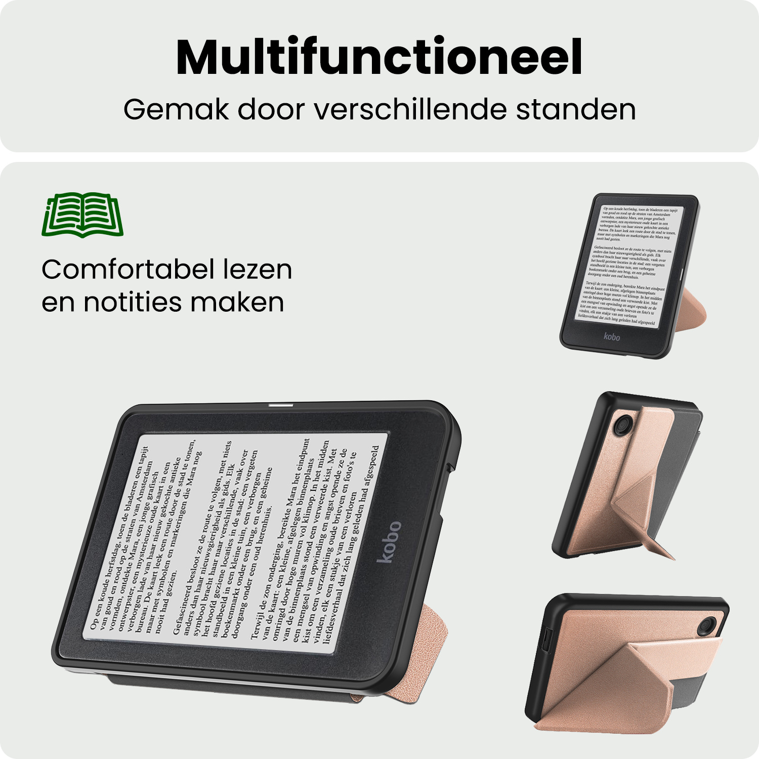 BASEY. BASEY. Kobo Clara 2E Hoesje Trifold Met Screenprotector - Rose Goud