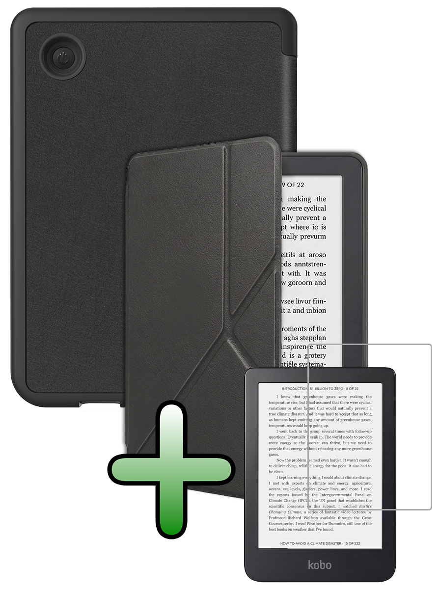 BASEY. BASEY. Kobo Clara 2E Hoesje Trifold Met Screenprotector - Zwart