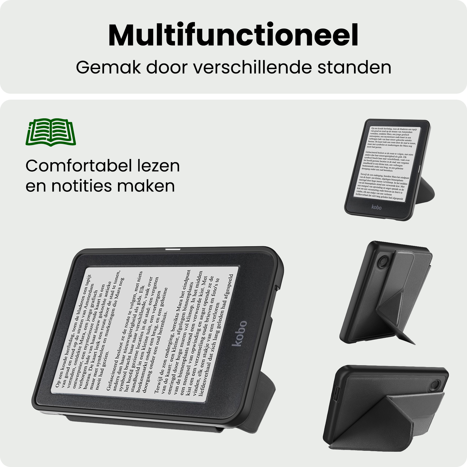 BASEY. BASEY. Kobo Clara 2E Hoesje Trifold Met Screenprotector - Zwart
