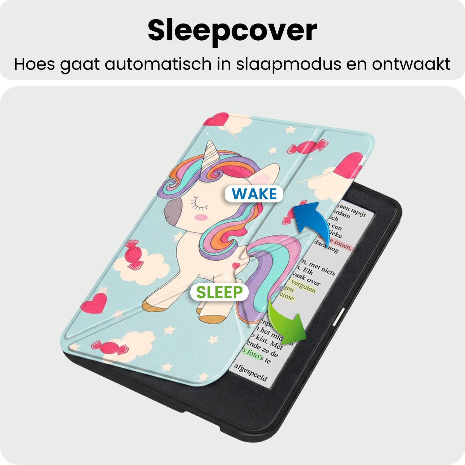 BASEY. BASEY. Kobo Clara Colour Hoesje Trifold - Eenhoorn