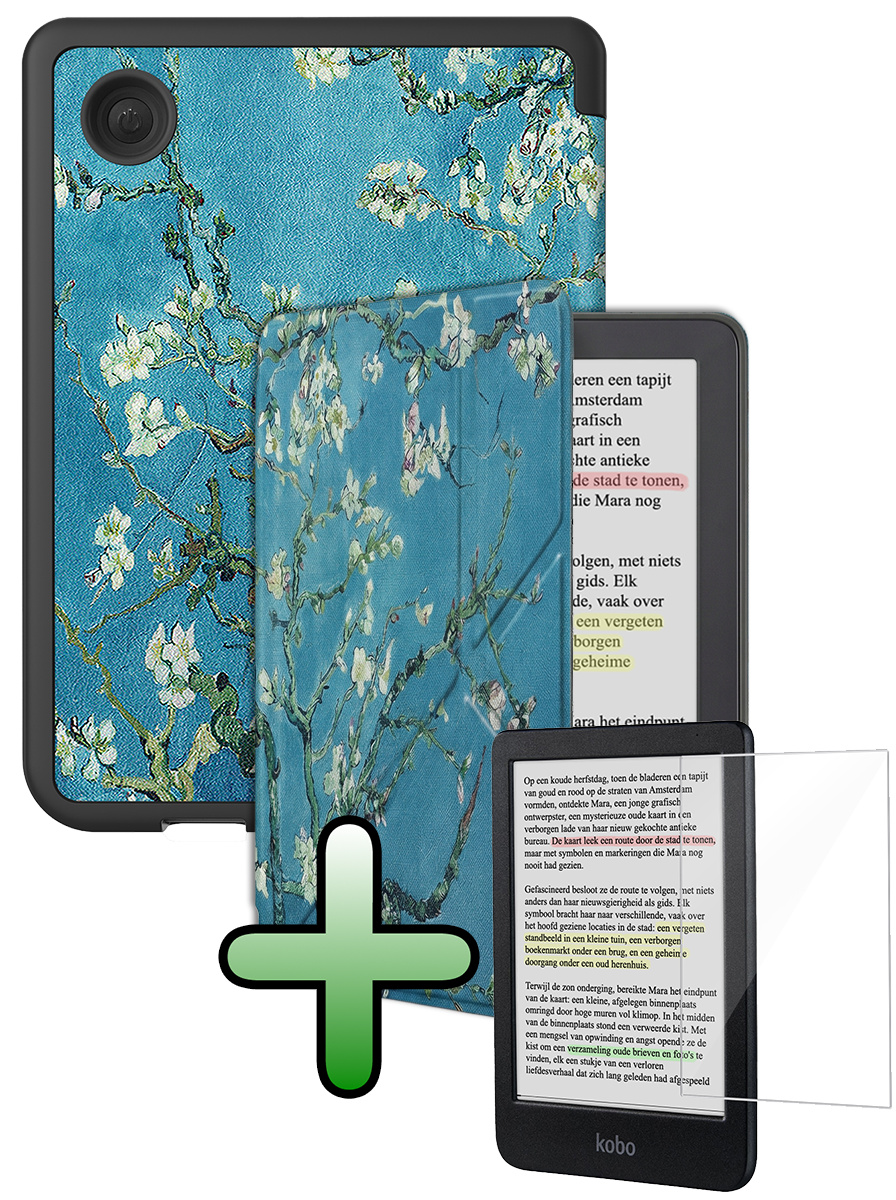 BASEY. BASEY. Kobo Clara Colour Hoesje Trifold Met Screenprotector - Bloesem