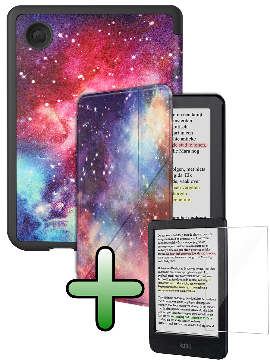 BASEY. BASEY. Kobo Clara Colour Hoesje Trifold Met Screenprotector - Galaxy