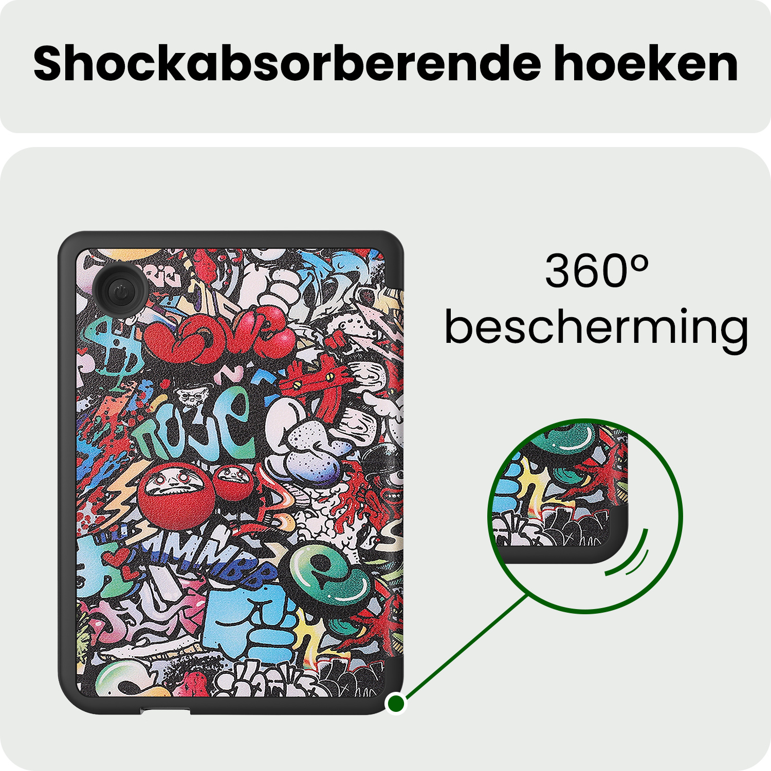 BASEY. BASEY. Kobo Clara Colour Hoesje Trifold Met Screenprotector - Graffity