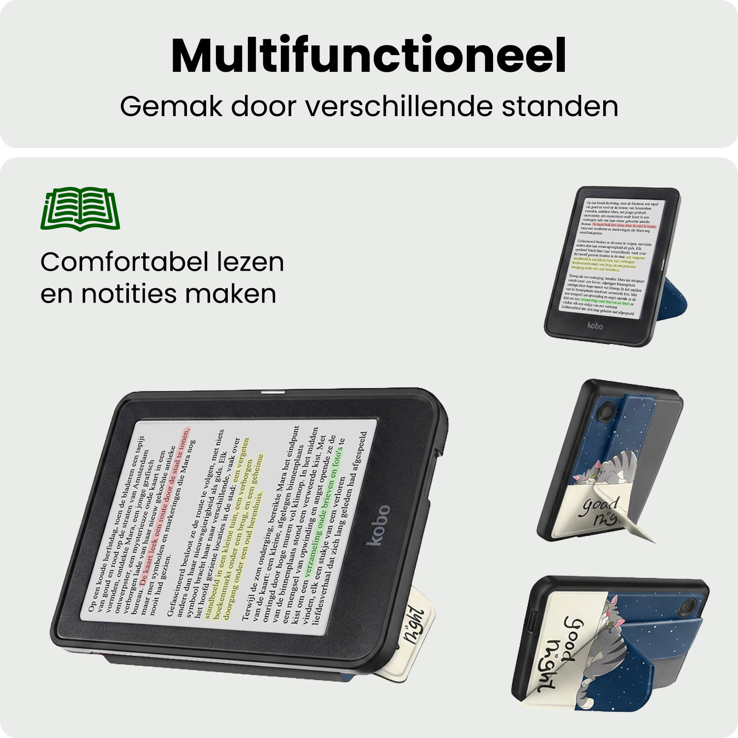 BASEY. BASEY. Kobo Clara Colour Hoesje Trifold Met Screenprotector - Kat