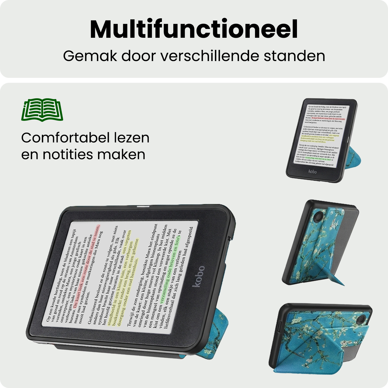 BASEY. BASEY. Kobo Clara BW Hoesje Trifold Met Screenprotector - Bloesem