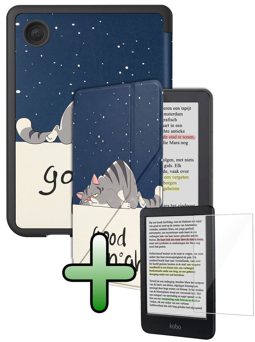 BASEY. BASEY. Kobo Clara BW Hoesje Trifold Met Screenprotector - Kat